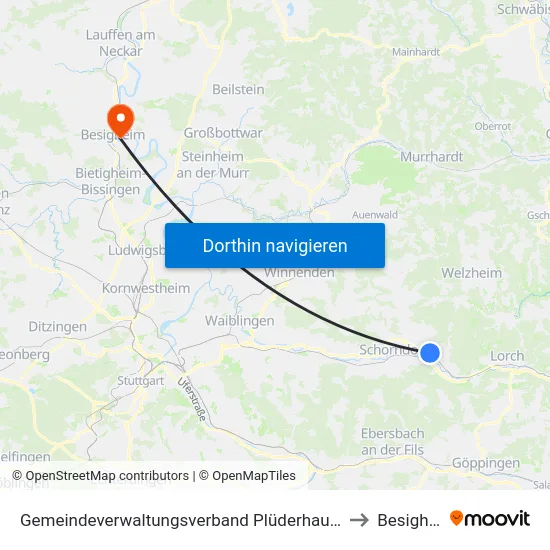 Gemeindeverwaltungsverband Plüderhausen-Urbach to Besigheim map