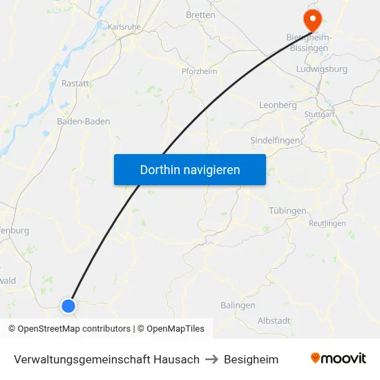 Verwaltungsgemeinschaft Hausach to Besigheim map