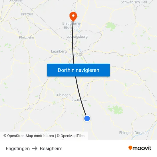 Engstingen to Besigheim map