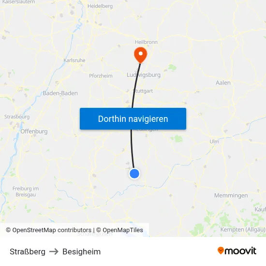 Straßberg to Besigheim map