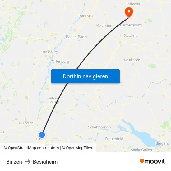 Binzen to Besigheim map