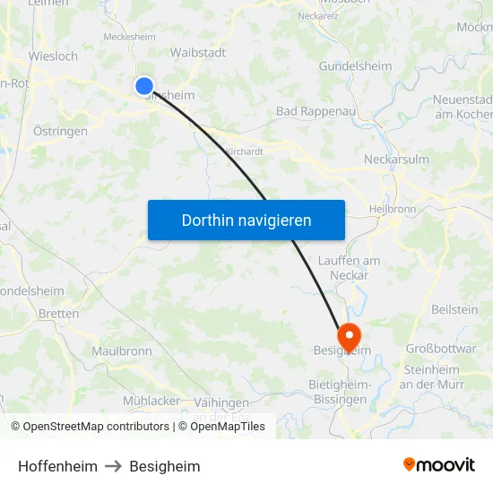 Hoffenheim to Besigheim map
