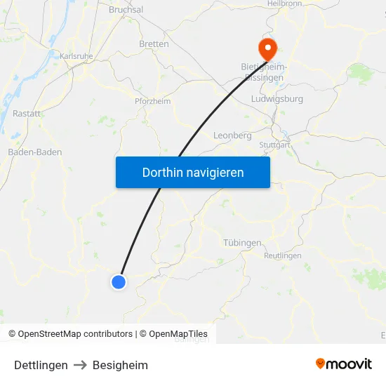 Dettlingen to Besigheim map