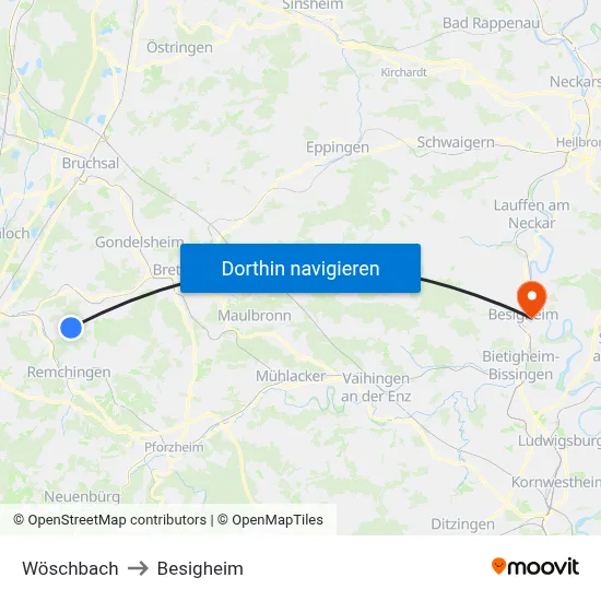 Wöschbach to Besigheim map