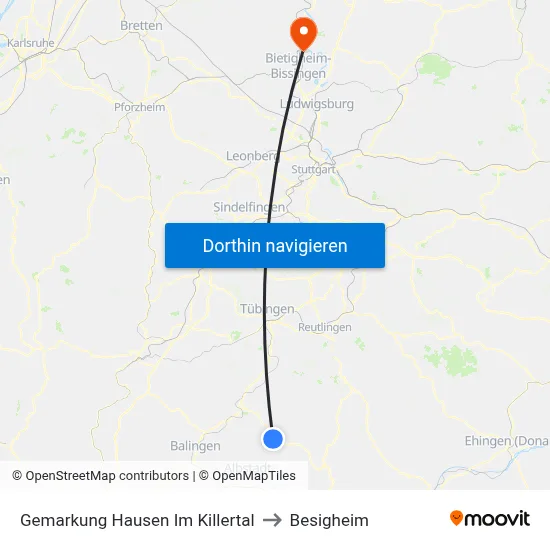 Gemarkung Hausen Im Killertal to Besigheim map