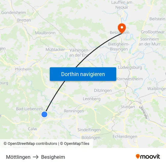 Möttlingen to Besigheim map