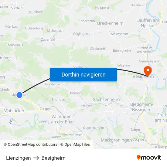 Lienzingen to Besigheim map