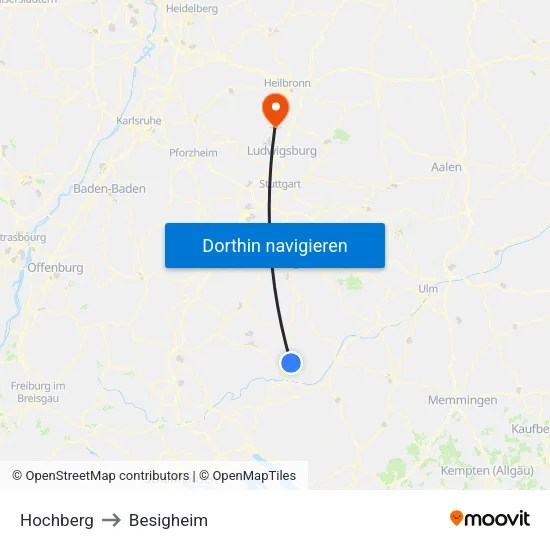 Hochberg to Besigheim map
