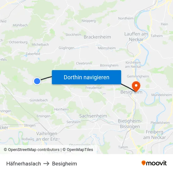 Häfnerhaslach to Besigheim map