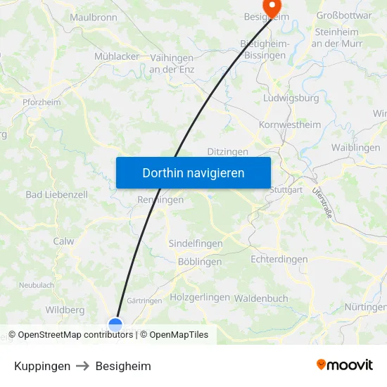 Kuppingen to Besigheim map