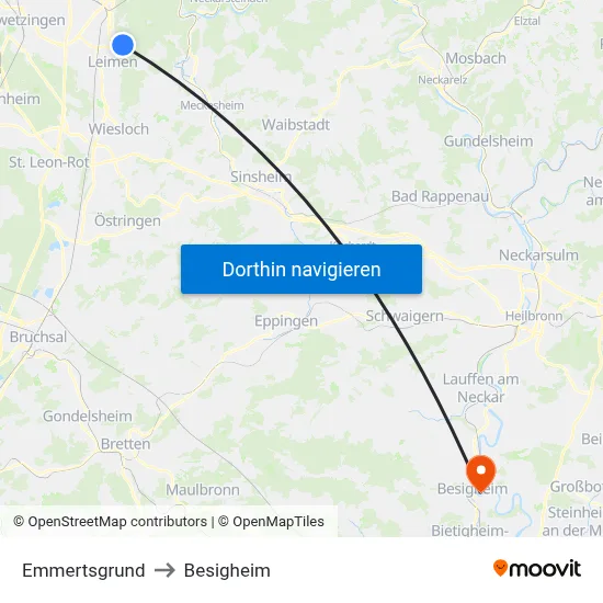 Emmertsgrund to Besigheim map