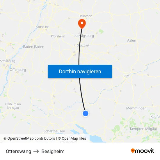 Otterswang to Besigheim map