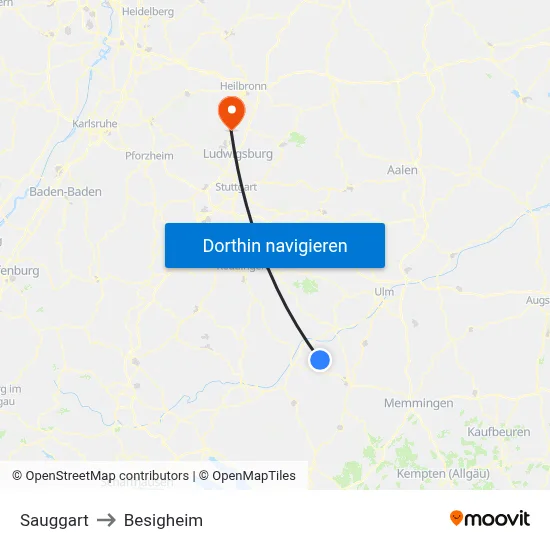 Sauggart to Besigheim map