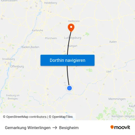 Gemarkung Winterlingen to Besigheim map