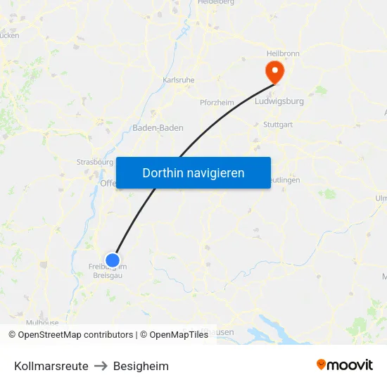 Kollmarsreute to Besigheim map