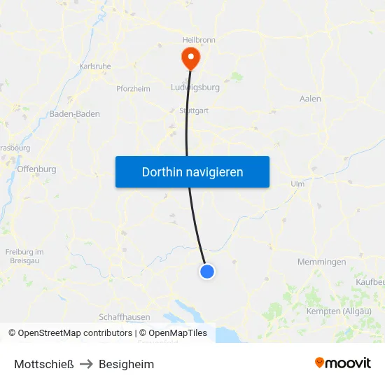 Mottschieß to Besigheim map