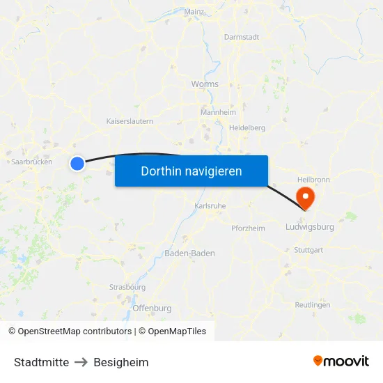 Stadtmitte to Besigheim map