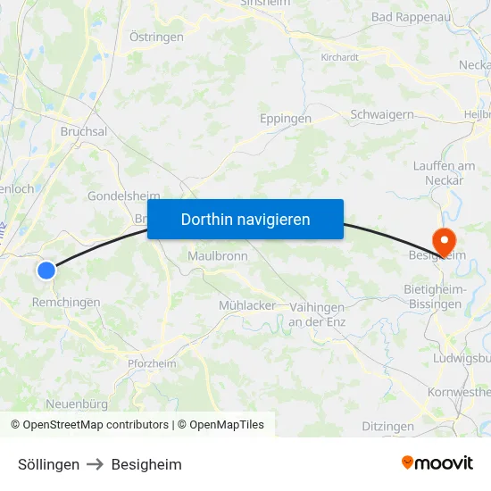 Söllingen to Besigheim map