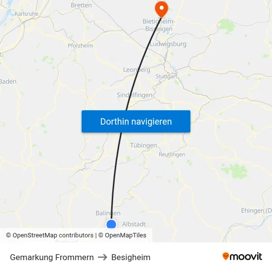 Gemarkung Frommern to Besigheim map