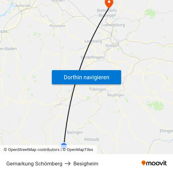 Gemarkung Schömberg to Besigheim map