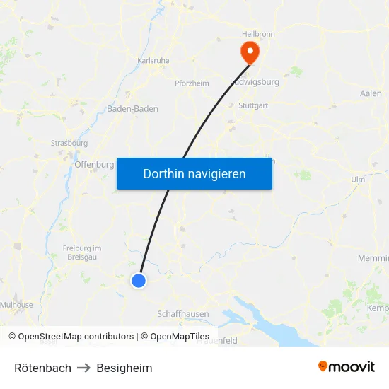 Rötenbach to Besigheim map