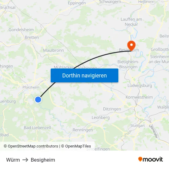 Würm to Besigheim map
