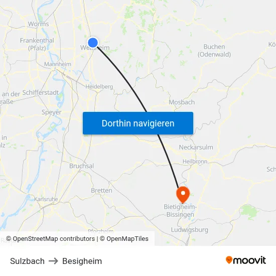 Sulzbach to Besigheim map