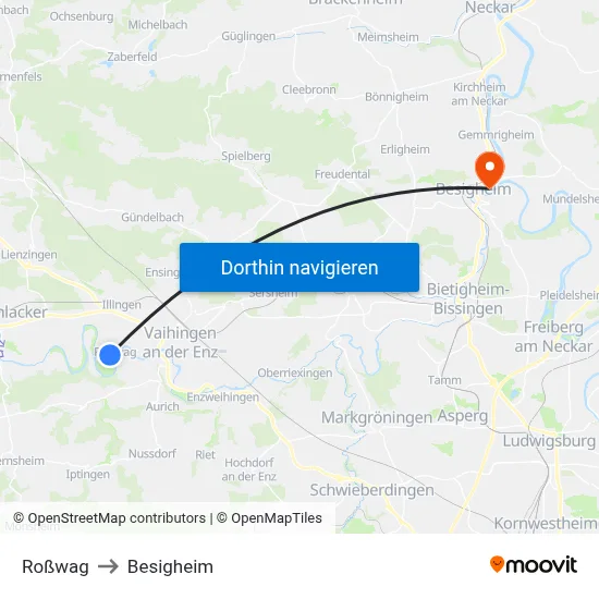 Roßwag to Besigheim map