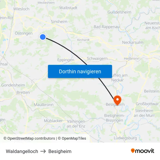 Waldangelloch to Besigheim map