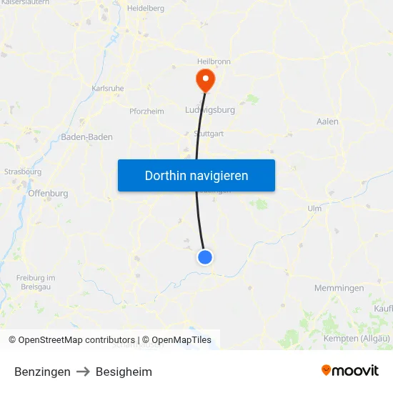 Benzingen to Besigheim map