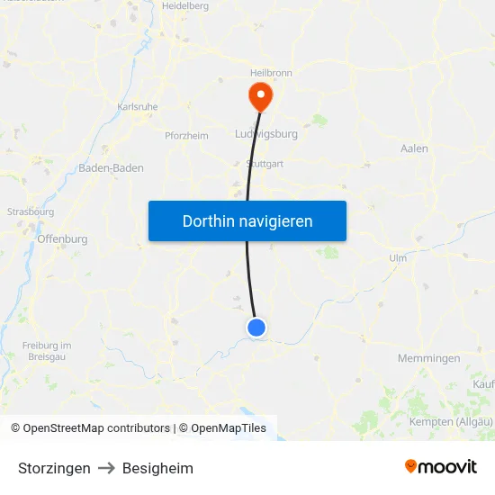 Storzingen to Besigheim map