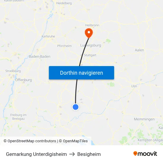Gemarkung Unterdigisheim to Besigheim map