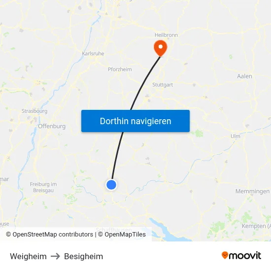 Weigheim to Besigheim map