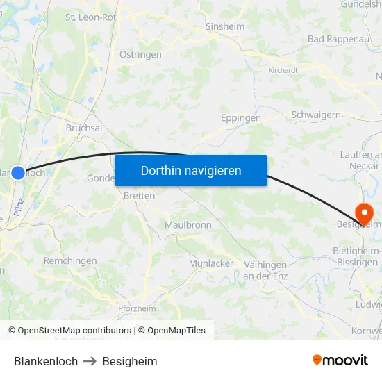 Blankenloch to Besigheim map