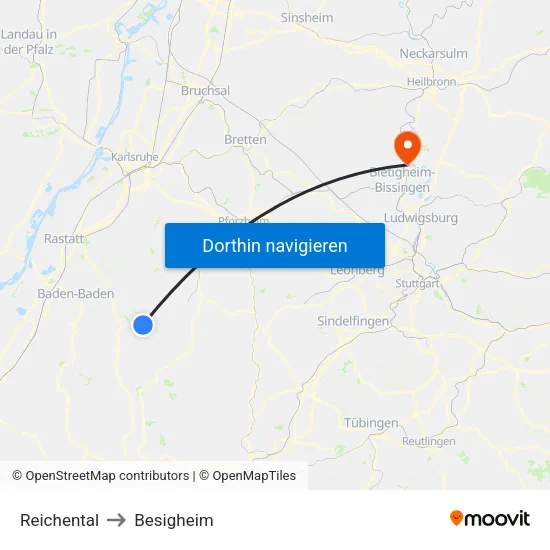 Reichental to Besigheim map