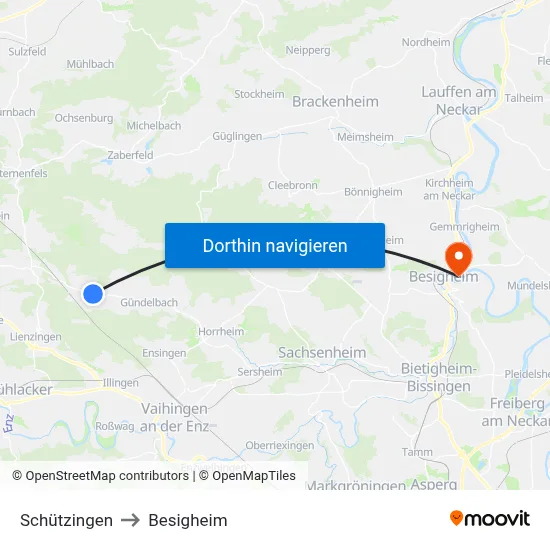 Schützingen to Besigheim map
