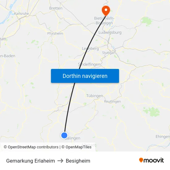 Gemarkung Erlaheim to Besigheim map