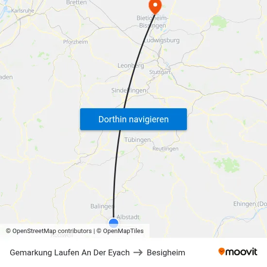 Gemarkung Laufen An Der Eyach to Besigheim map