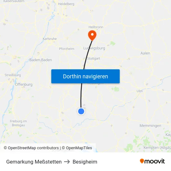 Gemarkung Meßstetten to Besigheim map