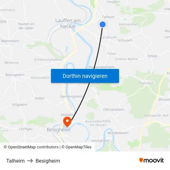 Talheim to Besigheim map