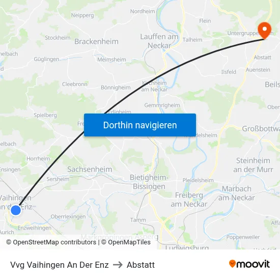 Vvg Vaihingen An Der Enz to Abstatt map