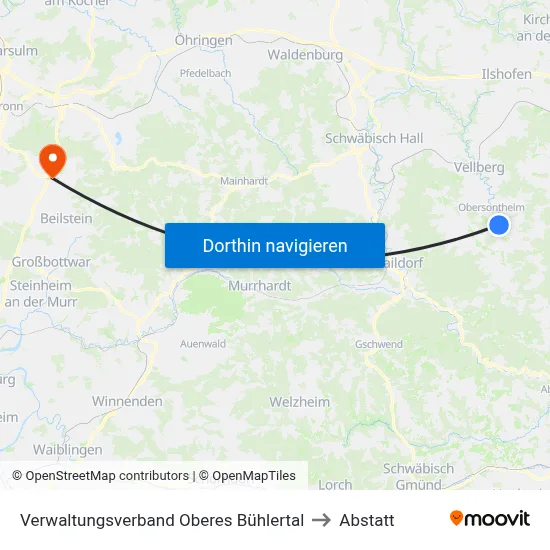 Verwaltungsverband Oberes Bühlertal to Abstatt map