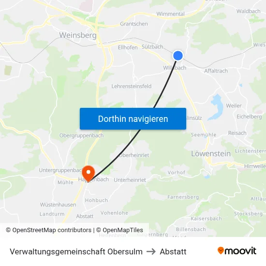 Verwaltungsgemeinschaft Obersulm to Abstatt map