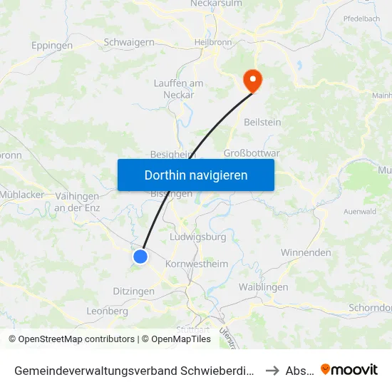Gemeindeverwaltungsverband Schwieberdingen-Hemmingen to Abstatt map