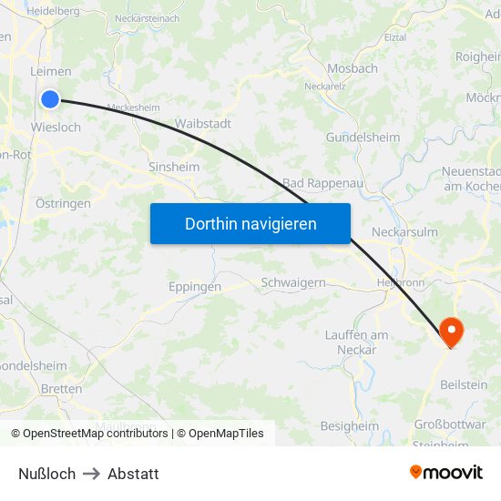 Nußloch to Abstatt map