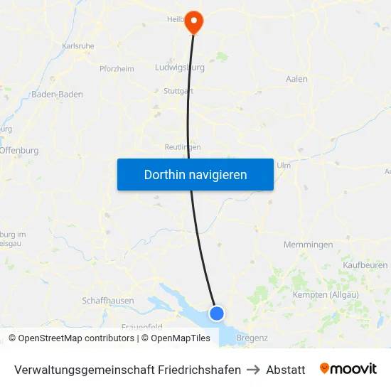 Verwaltungsgemeinschaft Friedrichshafen to Abstatt map