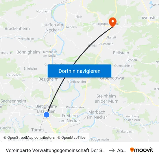 Vereinbarte Verwaltungsgemeinschaft Der Stadt Bietigheim-Bissingen to Abstatt map