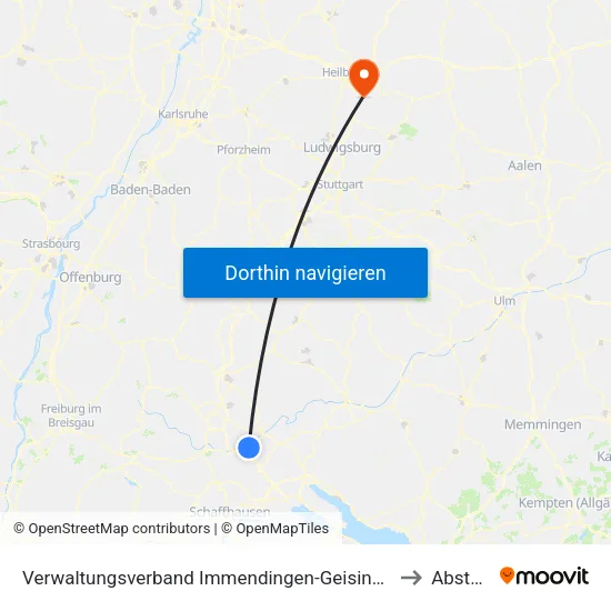 Verwaltungsverband Immendingen-Geisingen to Abstatt map