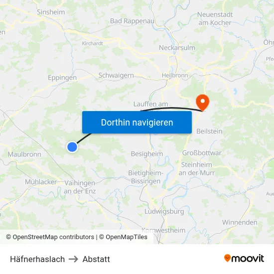 Häfnerhaslach to Abstatt map