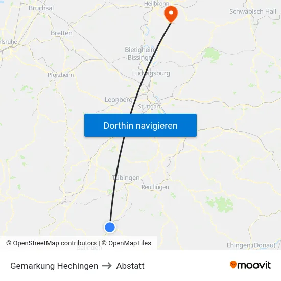 Gemarkung Hechingen to Abstatt map